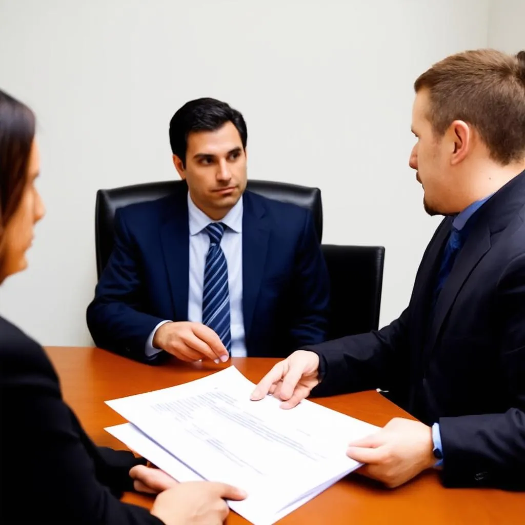 Lawyer and Client Meeting at Desk